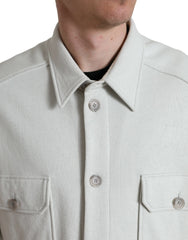 Dolce & Gabbana Grey Cotton Button Down Collared Coat Jacket -   -  Dolce & Gabbana.