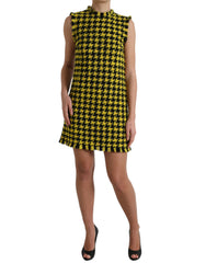Dolce & Gabbana Yellow Houndstooth Sleeveless Aline Mini Dress - - Dolce & Gabbana.