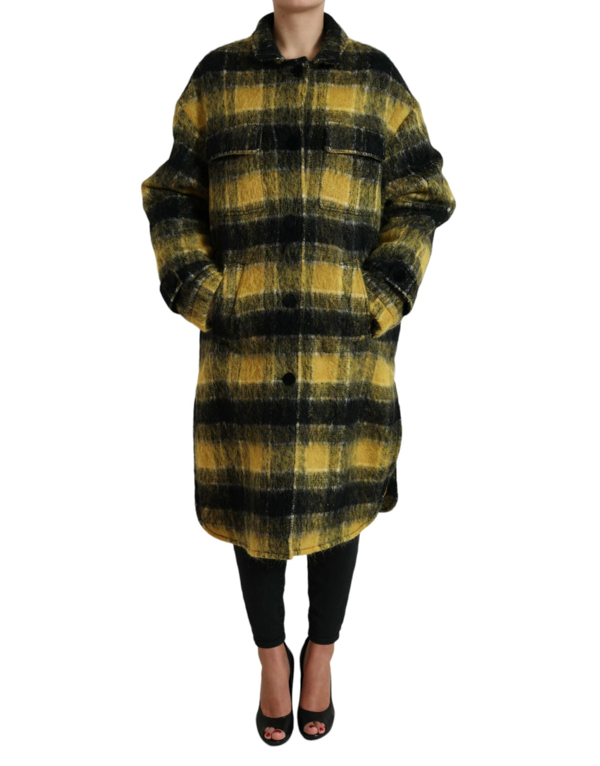 Dolce & Gabbana Yellow Plaid Long Sleeve Casual Coat Jacket -   -  Dolce & Gabbana.