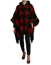 Dolce & Gabbana Black Red Buffalo Check Hooded Poncho Jacket -   -  Dolce & Gabbana.