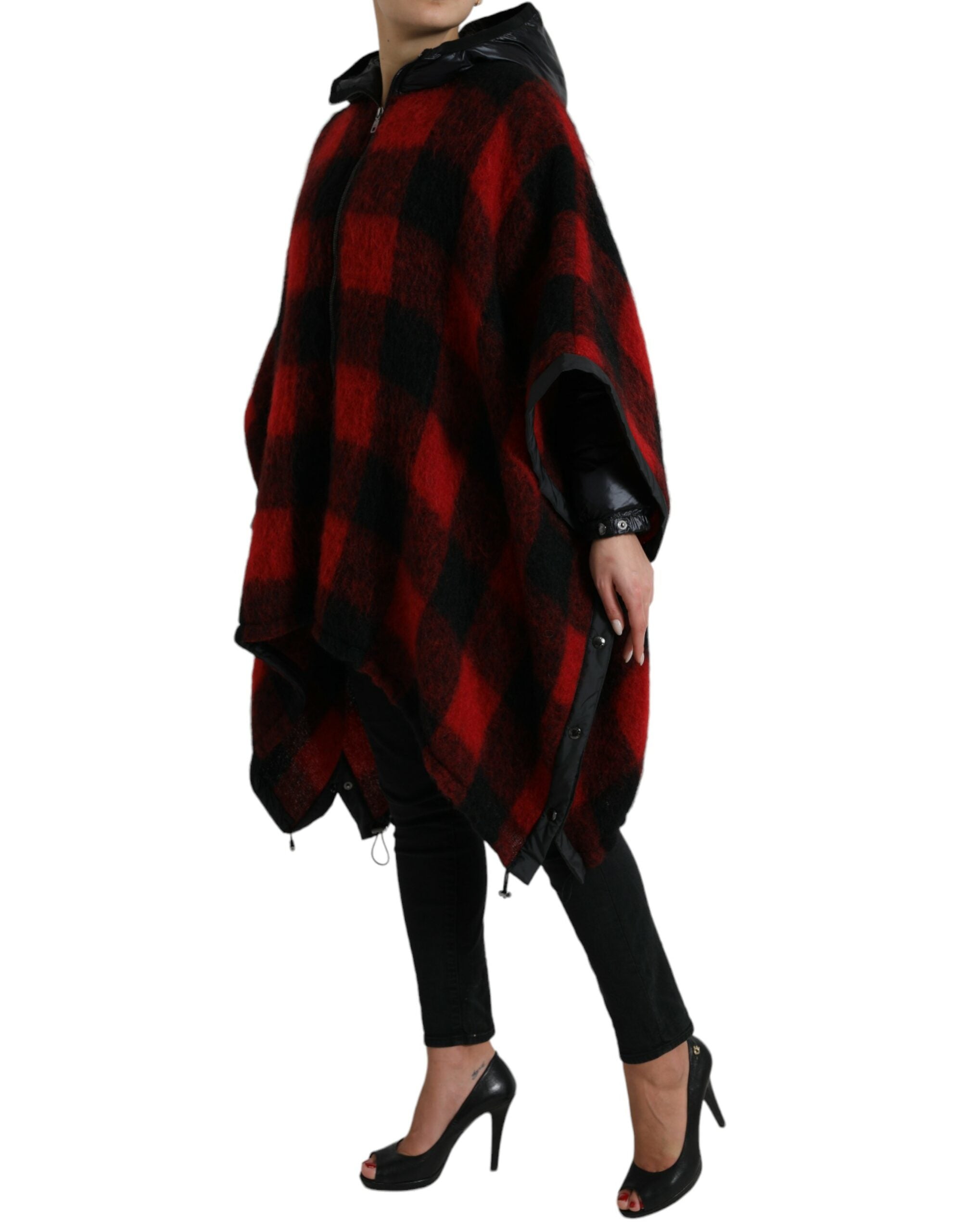 Dolce & Gabbana Black Red Buffalo Check Hooded Poncho Jacket -   -  Dolce & Gabbana. Dolce & Gabbana Black Red Buffalo Check Hooded Poncho Jacket -   -  Dolce & Gabbana.