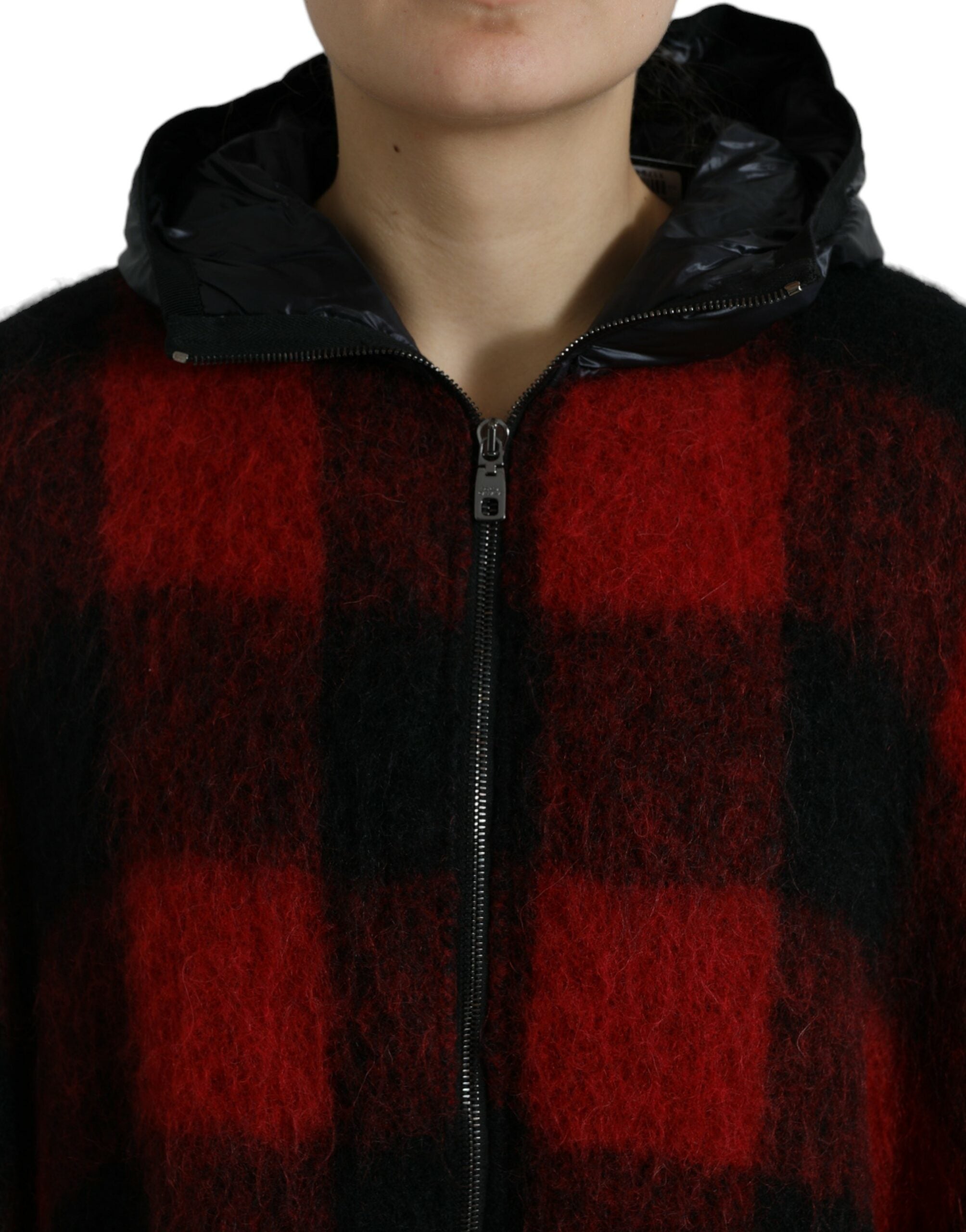 Dolce & Gabbana Black Red Buffalo Check Hooded Poncho Jacket -   -  Dolce & Gabbana. Dolce & Gabbana Black Red Buffalo Check Hooded Poncho Jacket -   -  Dolce & Gabbana.