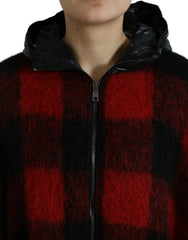Dolce & Gabbana Black Red Buffalo Check Hooded Poncho Jacket -   -  Dolce & Gabbana.