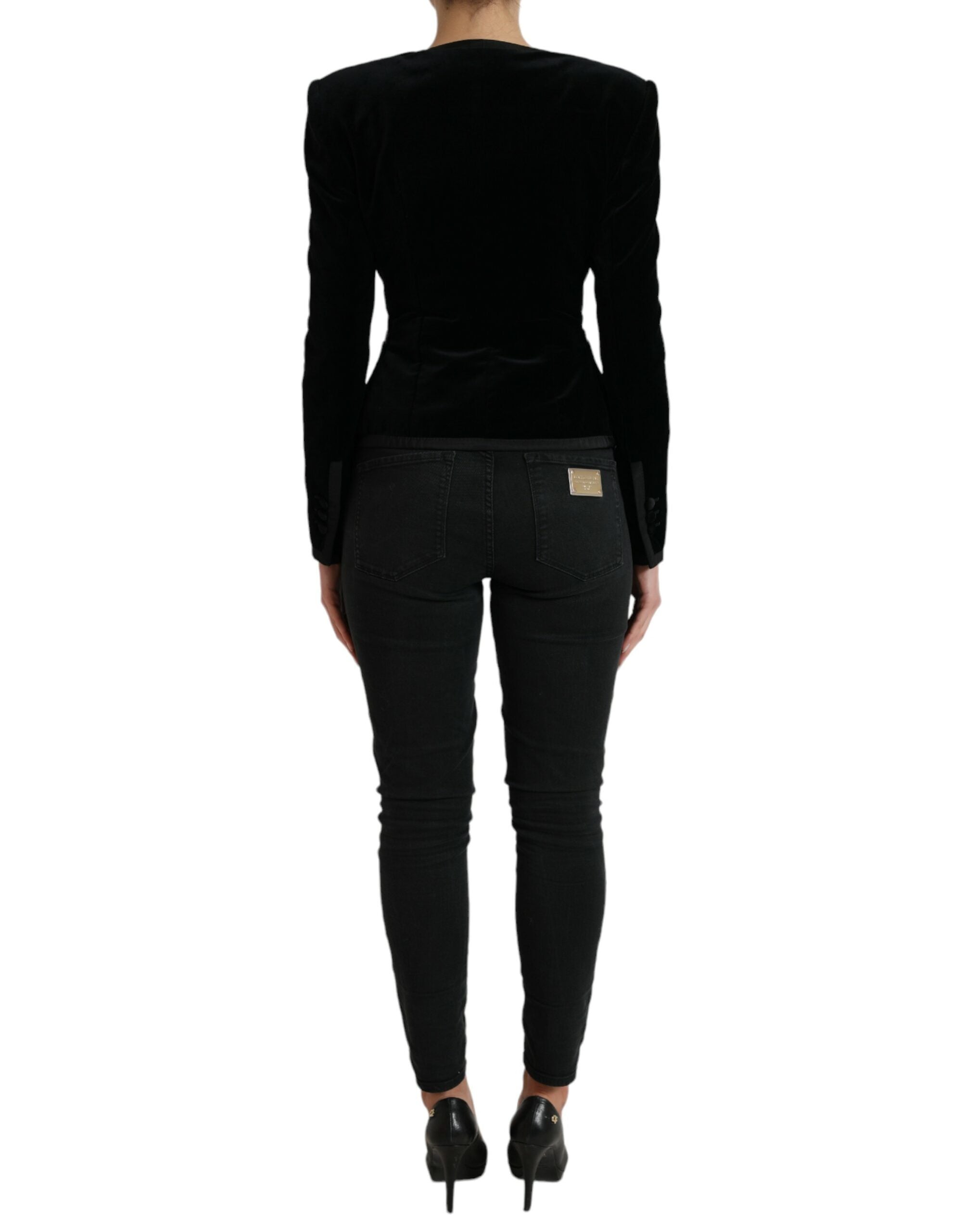 Dolce & Gabbana Black Velvet Cotton Double Breasted Jacket -   -  Dolce & Gabbana. Dolce & Gabbana Black Velvet Cotton Double Breasted Jacket -   -  Dolce & Gabbana.