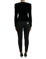Dolce & Gabbana Black Velvet Cotton Double Breasted Jacket -   -  Dolce & Gabbana.