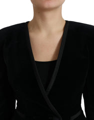 Dolce & Gabbana Black Velvet Cotton Double Breasted Jacket -   -  Dolce & Gabbana.