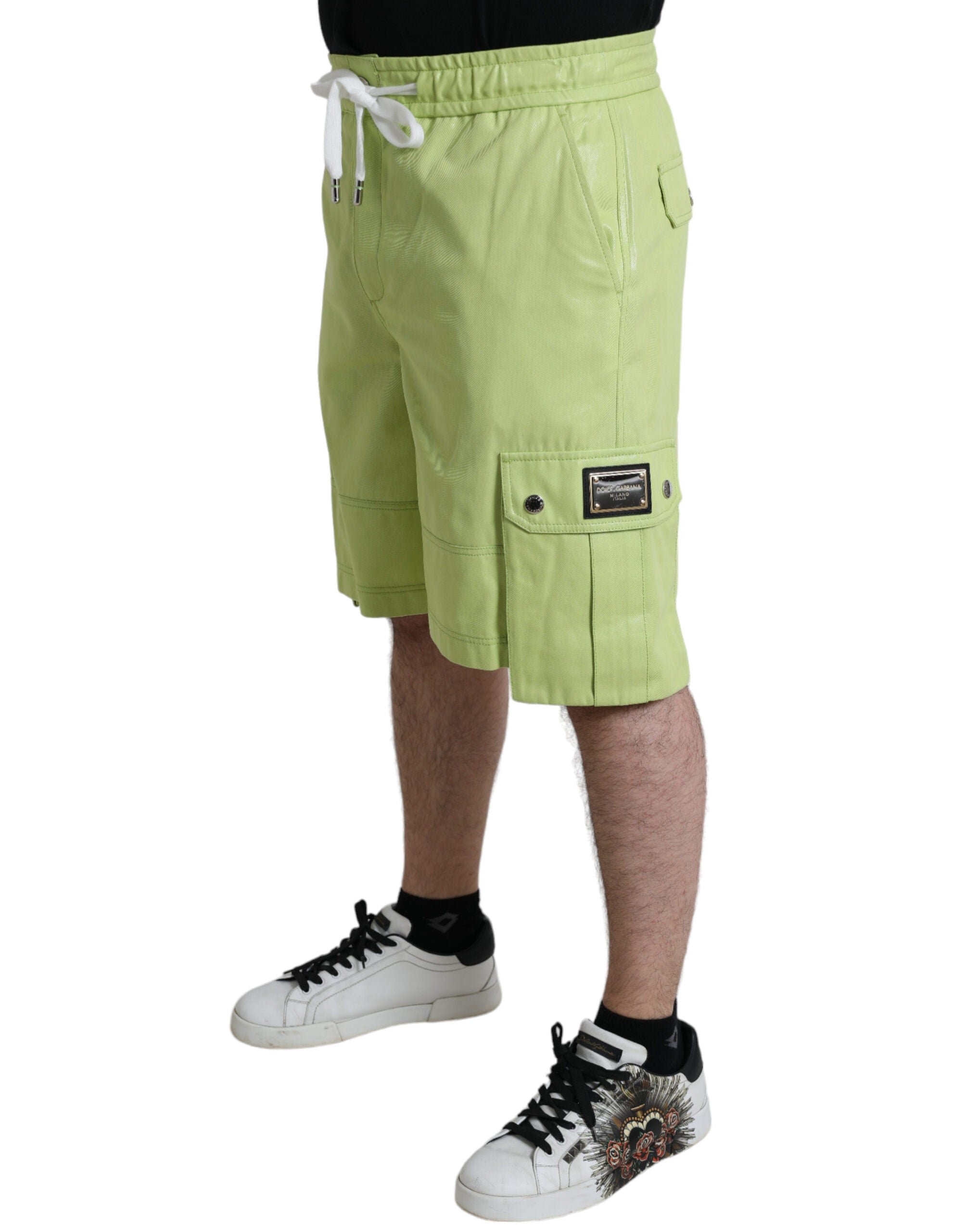 Dolce & Gabbana Light Green Cotton Men Cargo Bermuda Shorts -   -  Dolce & Gabbana. Dolce & Gabbana Light Green Cotton Men Cargo Bermuda Shorts -   -  Dolce & Gabbana.