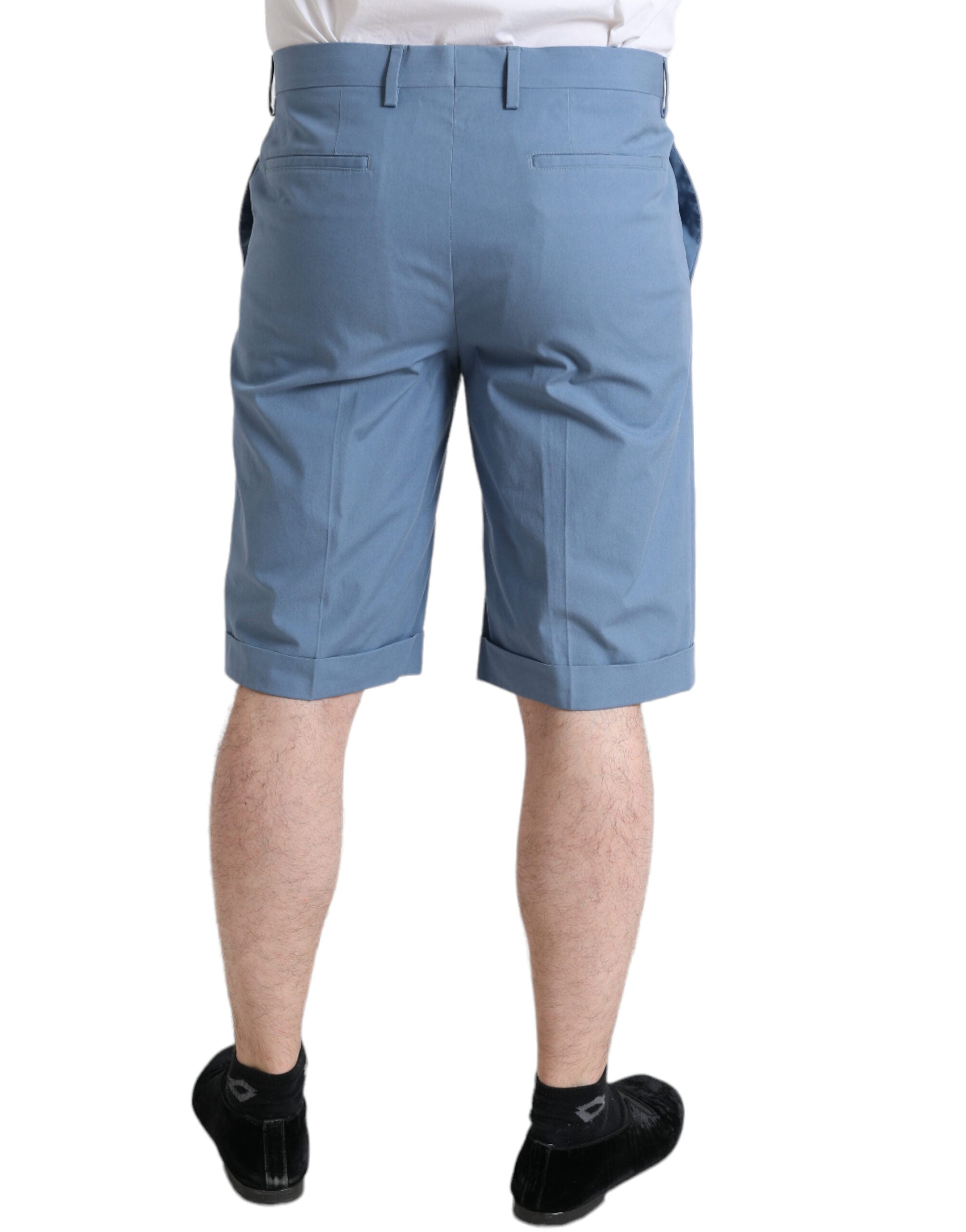 Dolce & Gabbana Sky Blue Cotton Folded Hem Men Bermuda Shorts -   -  Dolce & Gabbana. Dolce & Gabbana Sky Blue Cotton Folded Hem Men Bermuda Shorts -   -  Dolce & Gabbana.