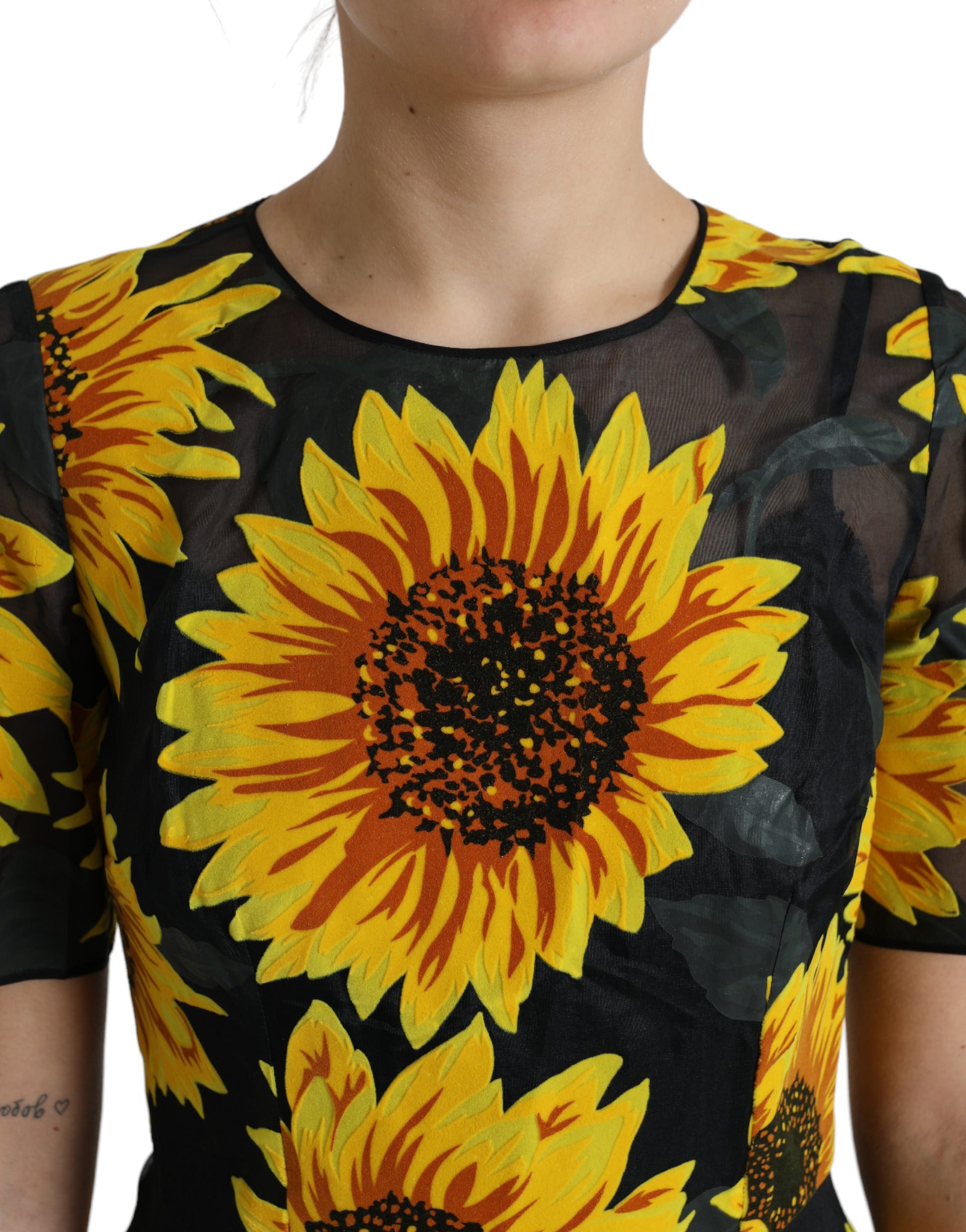 Dolce & Gabbana Black Sunflower Print Nylon A-line Midi Dress -   -  Dolce & Gabbana. Dolce & Gabbana Black Sunflower Print Nylon A-line Midi Dress -   -  Dolce & Gabbana.