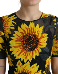 Dolce & Gabbana Black Sunflower Print Nylon A-line Midi Dress -   -  Dolce & Gabbana.