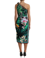 Dolce & Gabbana Green Tropical Jungle Print One Shoulder Midi Dress -   -  Dolce & Gabbana.