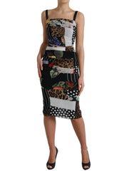 Dolce & Gabbana Multicolor Patchwork Midi Floral Leopard Bodycon Dress -   -  Dolce & Gabbana.
