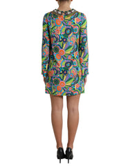 Dolce & Gabbana Multicolor Geometric Print Silk Crystals Midi Dress -   -  Dolce & Gabbana.