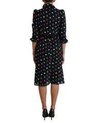 Dolce & Gabbana Black Polka Dot Ruffle Cotton Midi Dress -   -  Dolce & Gabbana.