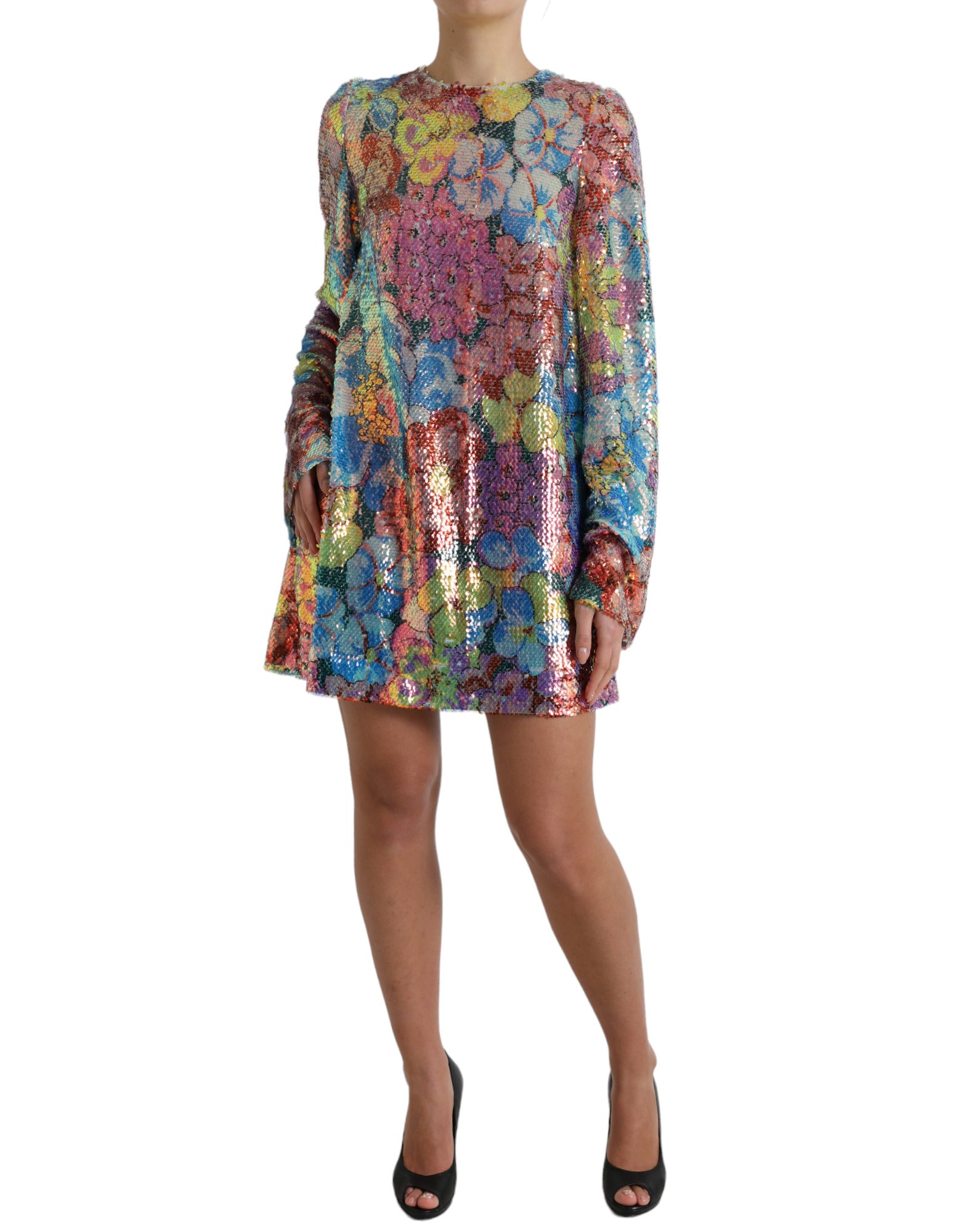 Dolce & Gabbana Multicolor Floral Sequined Shift Mini Dress -   -  Dolce & Gabbana. Dolce & Gabbana Multicolor Floral Sequined Shift Mini Dress -   -  Dolce & Gabbana.
