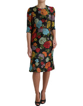 Dolce & Gabbana Black Floral Embroidery Knee Length Dress -   -  Dolce & Gabbana.