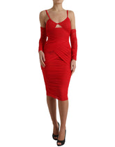 Dolce & Gabbana Red Nylon Stretch Cut Out Midi Dress -   -  Dolce & Gabbana.