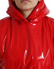 Dolce & Gabbana Shiny Red Hooded Cropped Short Coat Jacket -   -  Dolce & Gabbana.