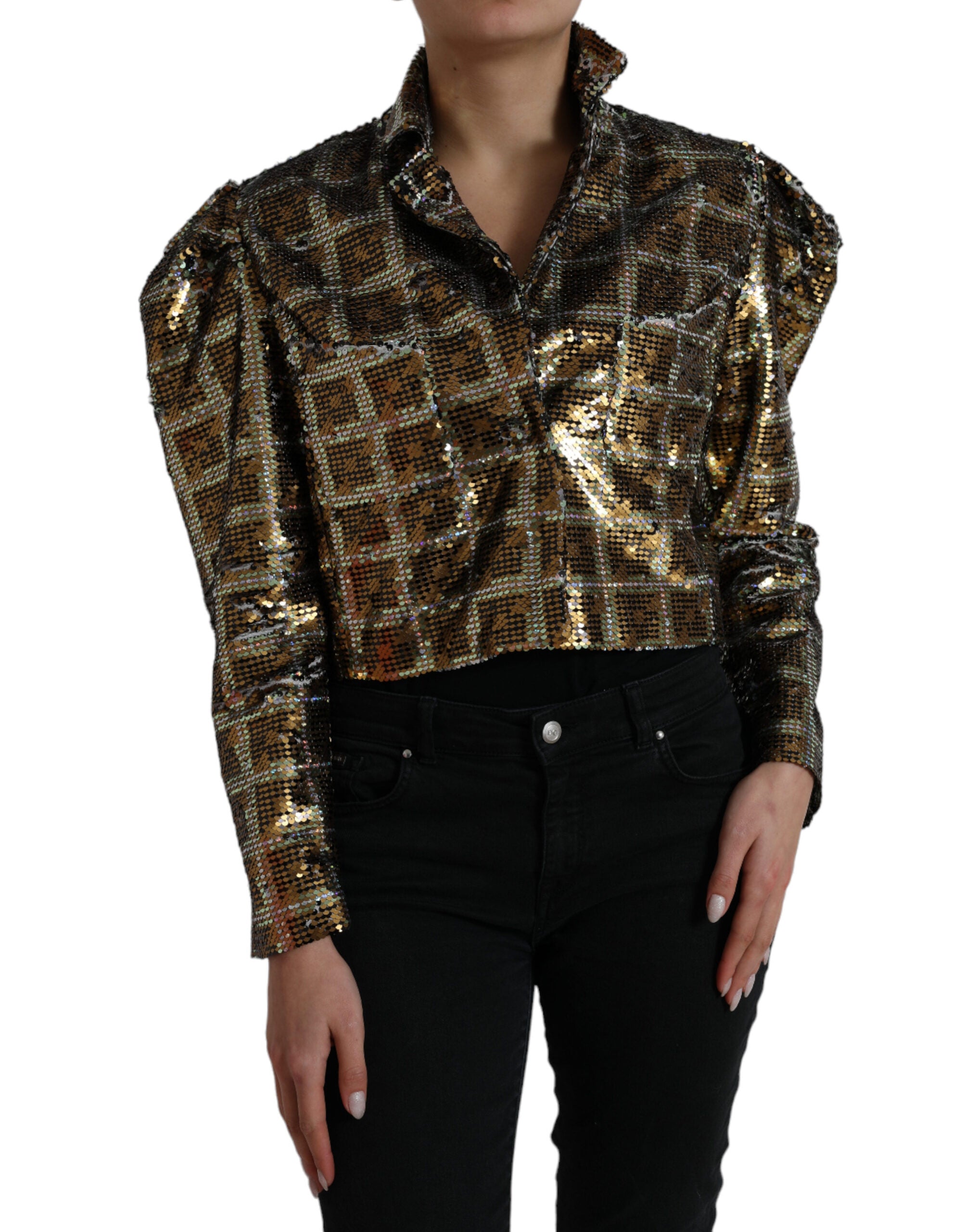 Dolce & Gabbana Multicolor Polyester Sequined Cropped Jacket -   -  Dolce & Gabbana.