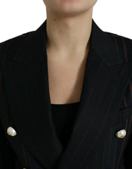 Dolce & Gabbana Black Striped SICILIA Double Breasted Jacket -   -  Dolce & Gabbana.
