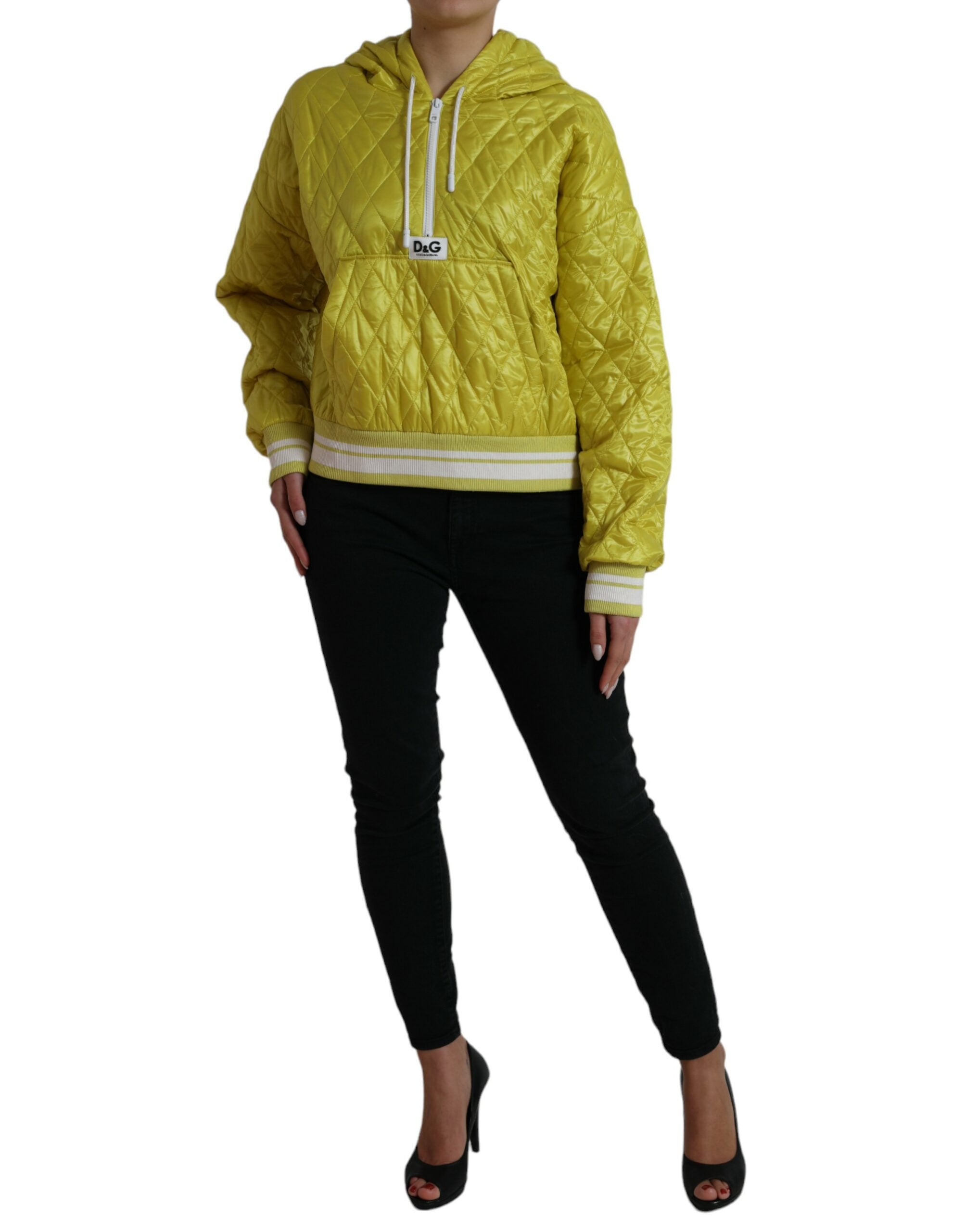 Dolce & Gabbana Yellow Nylon Quilted Hooded Pullover Jacket -   -  Dolce & Gabbana. Dolce & Gabbana Yellow Nylon Quilted Hooded Pullover Jacket -   -  Dolce & Gabbana.