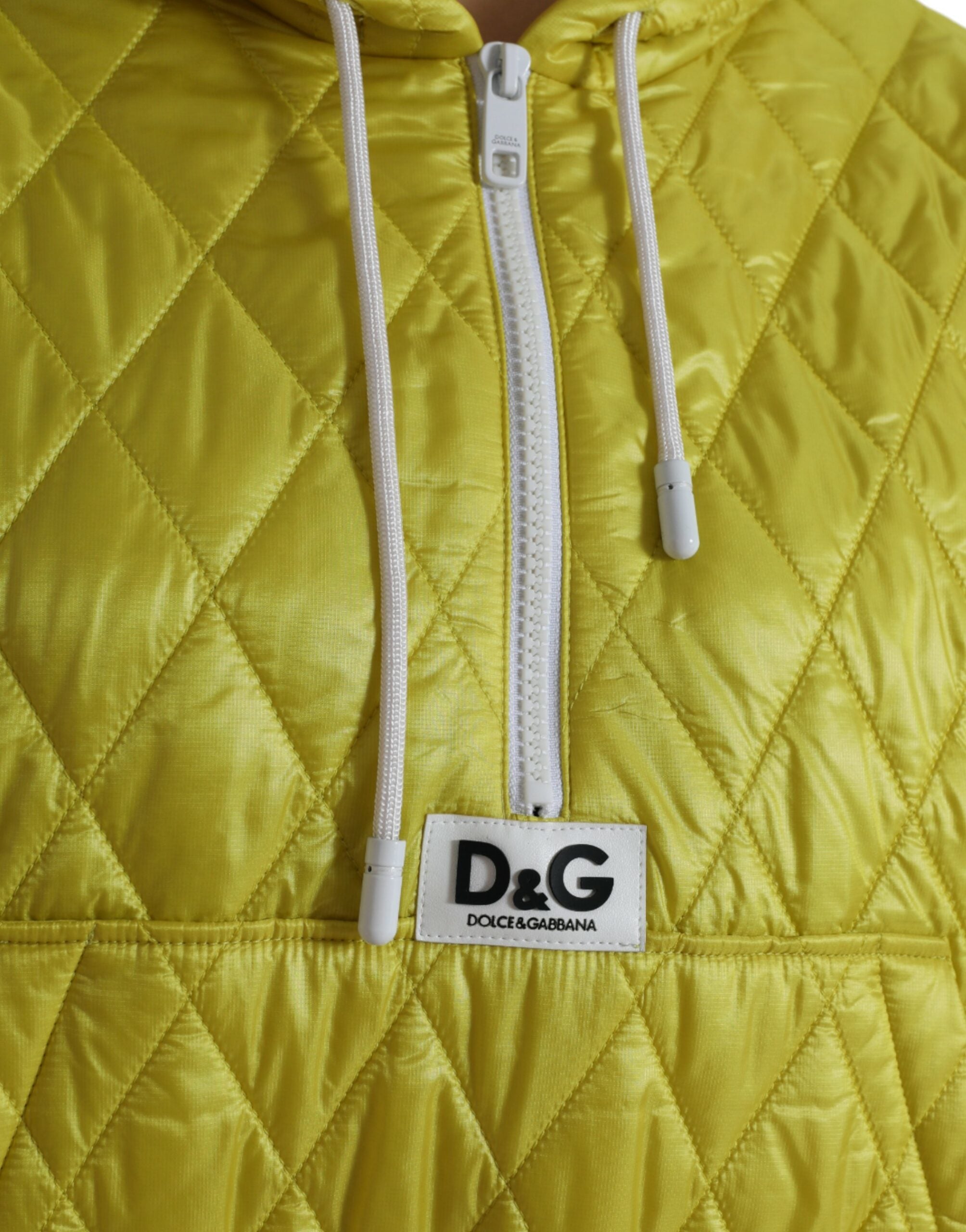 Dolce & Gabbana Yellow Nylon Quilted Hooded Pullover Jacket -   -  Dolce & Gabbana. Dolce & Gabbana Yellow Nylon Quilted Hooded Pullover Jacket -   -  Dolce & Gabbana.