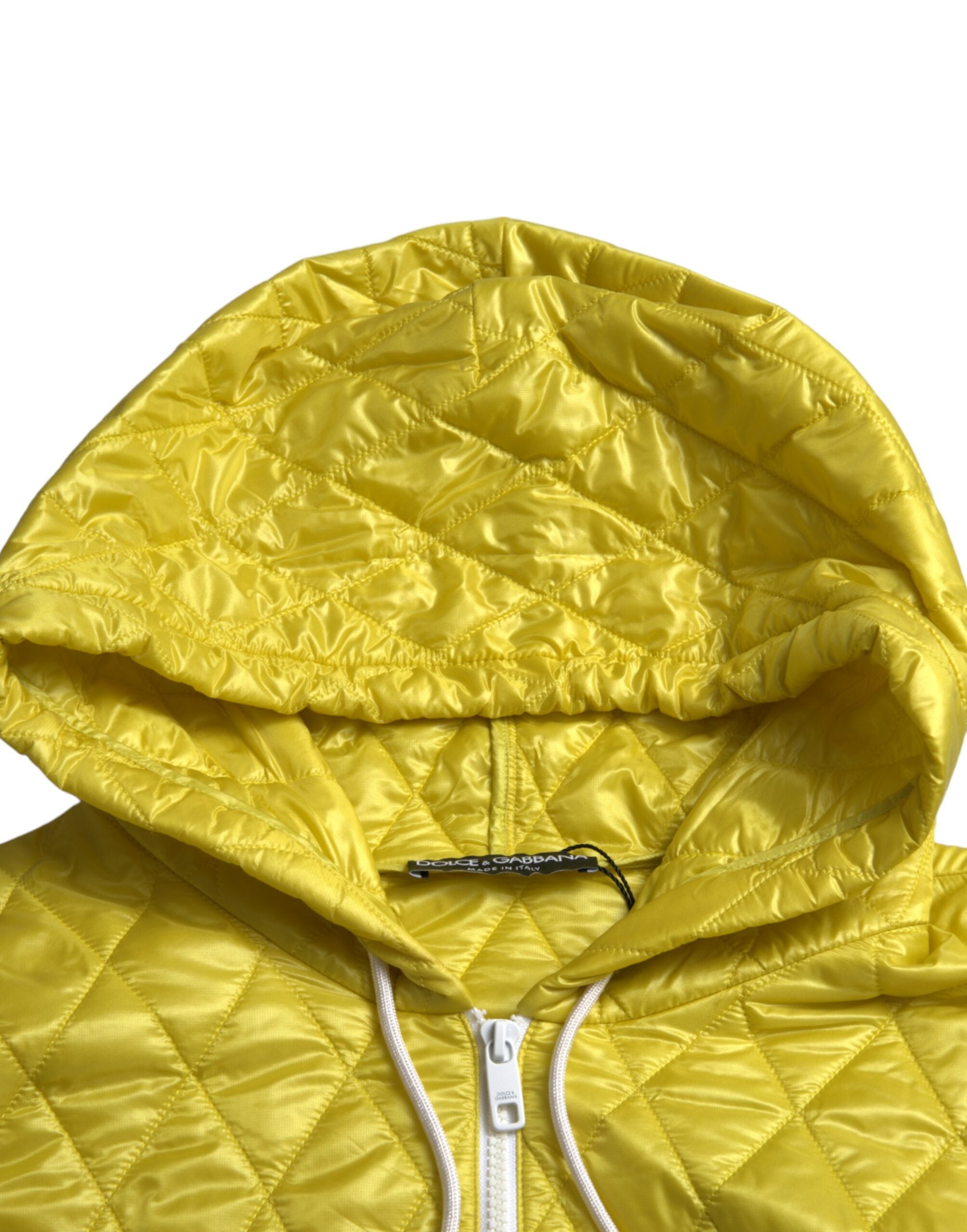 Dolce & Gabbana Yellow Nylon Quilted Hooded Pullover Jacket -   -  Dolce & Gabbana. Dolce & Gabbana Yellow Nylon Quilted Hooded Pullover Jacket -   -  Dolce & Gabbana.