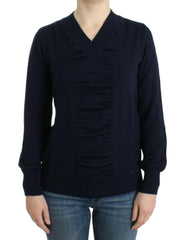 Costume National Dark blue V-neck wool sweater -   -  Costume National.