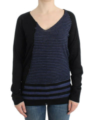 Costume National Black striped V-neck sweater -   -  Costume National.