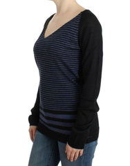 Costume National Black striped V-neck sweater -   -  Costume National.
