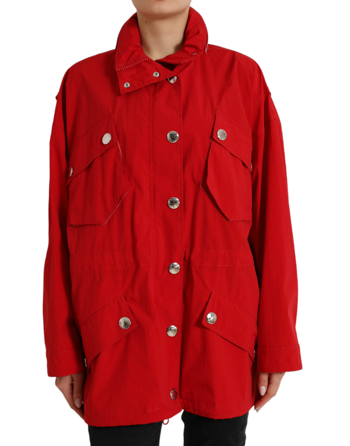 Dolce & Gabbana Red Polyester Hooded Button Rain Coat Jacket -   -  Dolce & Gabbana.
