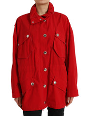 Dolce & Gabbana Red Polyester Hooded Button Rain Coat Jacket -   -  Dolce & Gabbana.