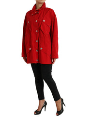 Dolce & Gabbana Red Polyester Hooded Button Rain Coat Jacket -   -  Dolce & Gabbana.