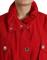 Dolce & Gabbana Red Polyester Hooded Button Rain Coat Jacket -   -  Dolce & Gabbana.