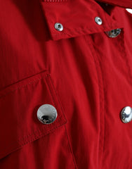 Dolce & Gabbana Red Polyester Hooded Button Rain Coat Jacket -   -  Dolce & Gabbana.