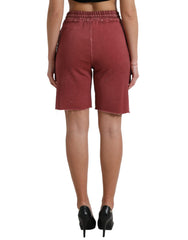 Dolce & Gabbana Maroon Cotton High Waist Sweatshorts Shorts -   -  Dolce & Gabbana.
