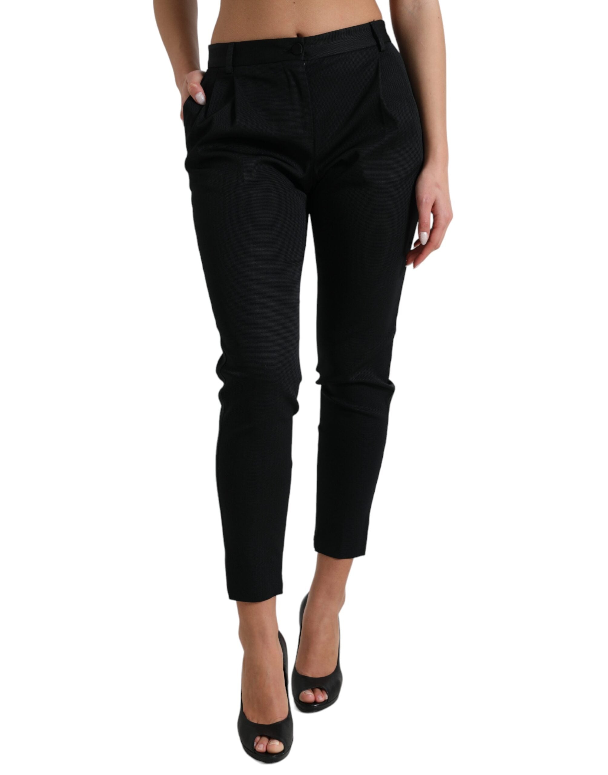 Dolce & Gabbana Black Mid Waist Skinny Cropped Pants -   -  Dolce & Gabbana.
