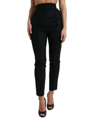 Dolce & Gabbana Black Wool High Waist Tapered Pants -   -  Dolce & Gabbana.