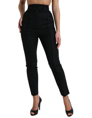 Dolce & Gabbana Black Wool High Waist Tapered Pants -   -  Dolce & Gabbana.