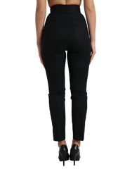 Dolce & Gabbana Black Wool High Waist Tapered Pants -   -  Dolce & Gabbana.
