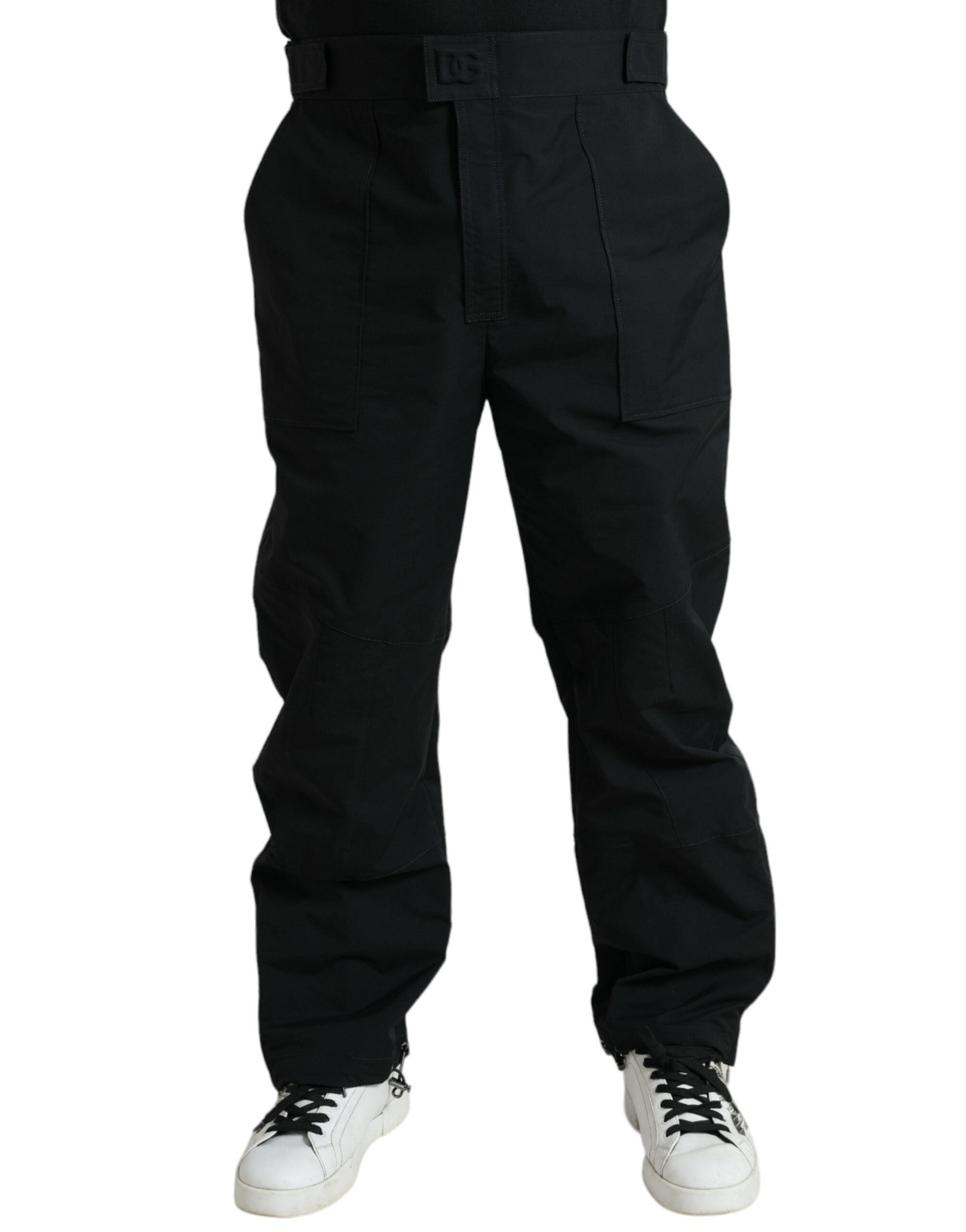 Dolce & Gabbana Black Polyester Logo Straight Pants -   -  Dolce & Gabbana.