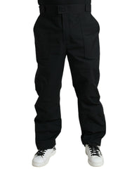 Dolce & Gabbana Black Polyester Logo Straight Pants -   -  Dolce & Gabbana.