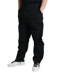 Dolce & Gabbana Black Polyester Logo Straight Pants -   -  Dolce & Gabbana.