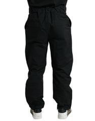 Dolce & Gabbana Black Polyester Logo Straight Pants -   -  Dolce & Gabbana.