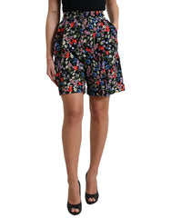 Dolce & Gabbana Black Floral High Waist Hot Pants Shorts -   -  Dolce & Gabbana.