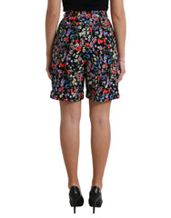 Dolce & Gabbana Black Floral High Waist Hot Pants Shorts -   -  Dolce & Gabbana.