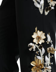 Dolce & Gabbana Black Floral Applique High Waist Tapered Pants -   -  Dolce & Gabbana.