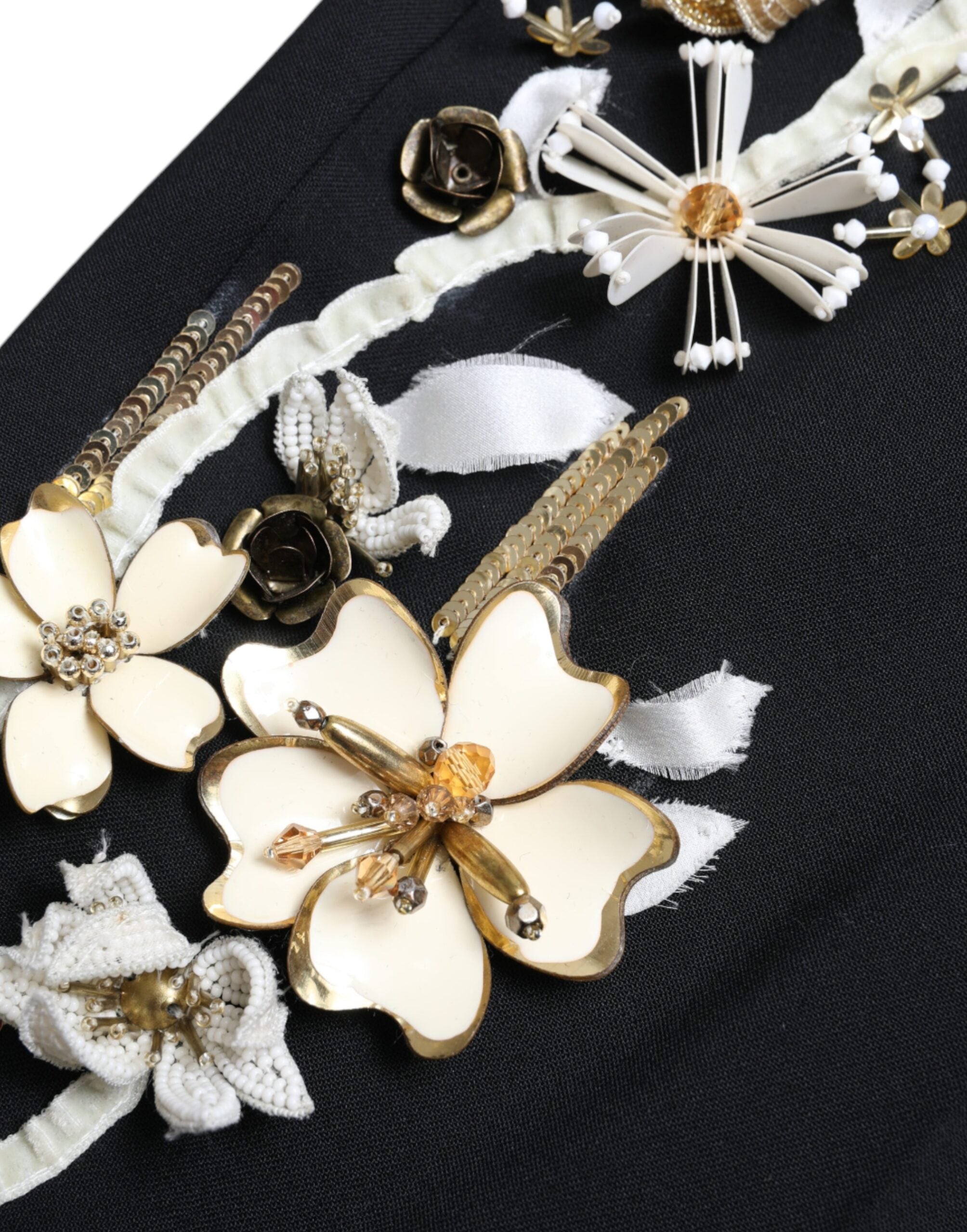 Dolce & Gabbana Black Floral Applique High Waist Tapered Pants -   -  Dolce & Gabbana. Dolce & Gabbana Black Floral Applique High Waist Tapered Pants -   -  Dolce & Gabbana.