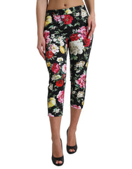 Dolce & Gabbana Black Floral Print Mid Waist Cropped Pants -   -  Dolce & Gabbana.