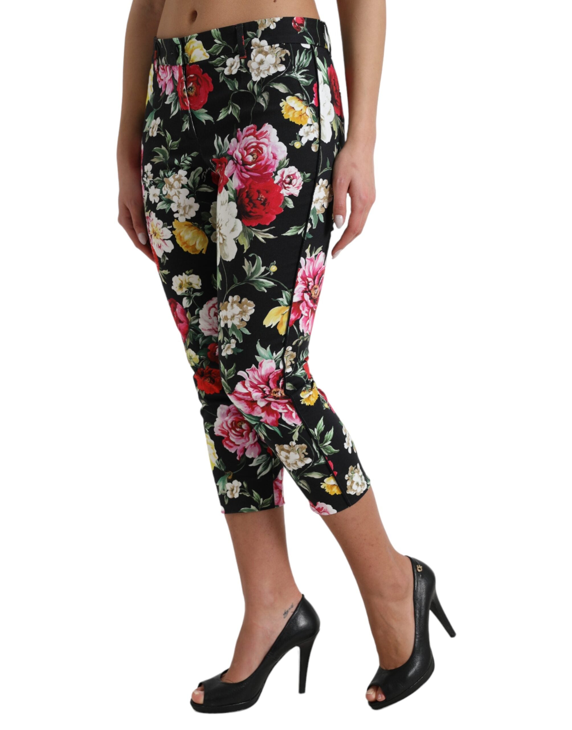 Dolce & Gabbana Black Floral Print Mid Waist Cropped Pants -   -  Dolce & Gabbana. Dolce & Gabbana Black Floral Print Mid Waist Cropped Pants -   -  Dolce & Gabbana.